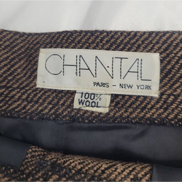 VINTAGE 80s brown skirt pinstripe wool button up pencil M‎ - Picture 6 of 11